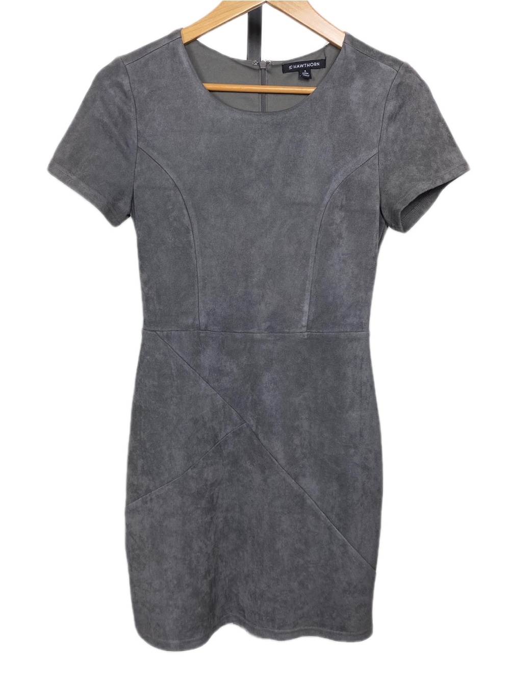 41 Hawthorn Gray Short Sleeve Sheath Dress Grey Faux Suede Bodycon Dress
